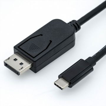Cablu USB tip C la Displayport v1.2 4K60Hz T-T 1m Negru, Roline 11.04.5845