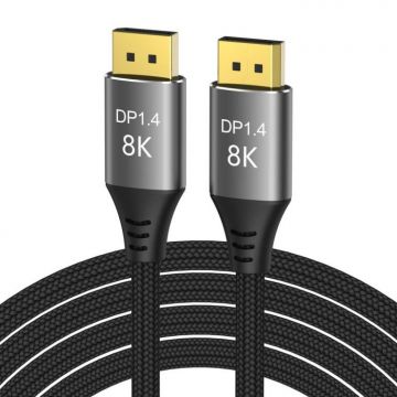Cablu Displayport 8K60Hz/4K144Hz 9m brodat Negru, kport13-09 Cablu Displayport 8K60Hz/4K144Hz 9m brodat Negru, kport13-09