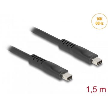 Cablu Mini DisplayPort 16K60Hz/8K120Hz/4K240Hz T-T 1.5m, Delock 81177