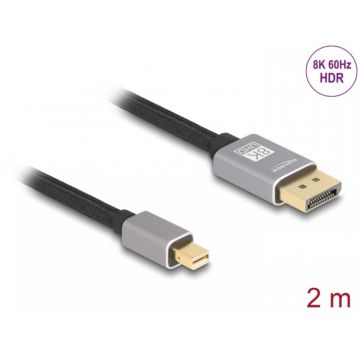Cablu mini Displayport la Displayport 8K60Hz/4K240Hz 2m Negru/Argintiu, Delock 81092