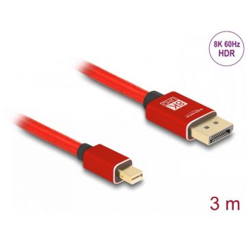 Cablu mini Displayport la Displayport 8K60Hz/4K240Hz 3m Rosu, Delock 81096