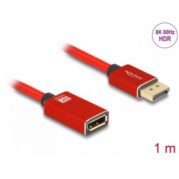 Cablu prelungitor Displayport 8K60Hz/4K240Hz T-M 1m Rosu, Delock 81081