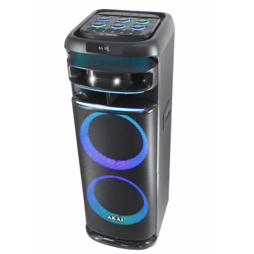 Akai Boxa activa portabila , Akai Party Speaker 1200, 100W,  Bluetooth, USB, MicroSD, LED