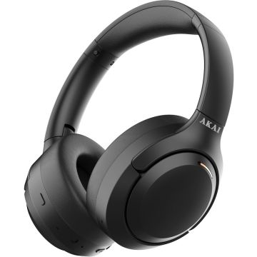 Akai Casti audio Akai, on ear cu Hybrid ANC, BTH-P300HANC, Bluetooth 5.4, raza pana la 10 m, Negru