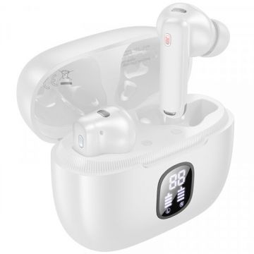 Borofone Handsfree Bluetooth Borofone FQ7 Treasure, TWS, ANC, MultiPoint, Alb
