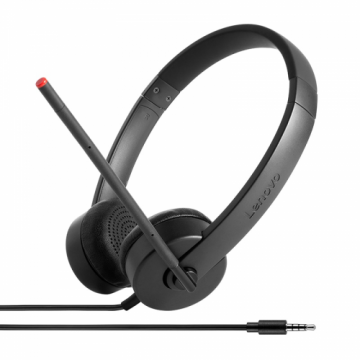 Casti cu microfon Lenovo Essential, Jack 3.5mm (Negru)