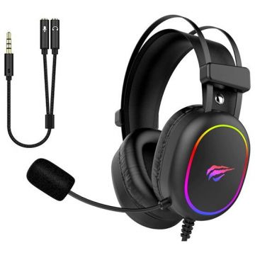 HAVIT Casti de gaming Havit H2016D RGB, cu microfon HD si sunet surround stereo, Negru