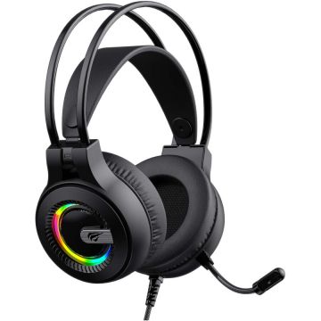 HAVIT Casti gaming cu microfon Havit H2040d, iluminare RGB, difuzoare 50mm, control volum, conectare prin USB & Jack 3.5 mm x 2, Negru