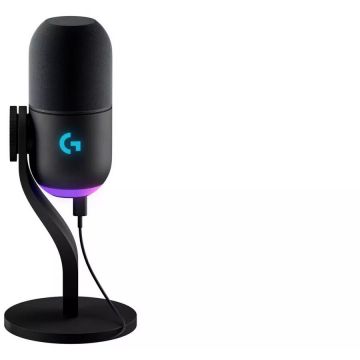 Logitech Microfon de streaming dinamic RGB USB Logitech G Yeti GX, Supercardioid, 135 dB, Negru