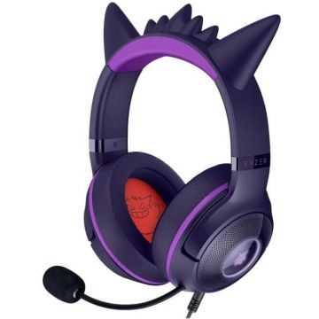 Razer Casti Gaming Razer Kraken Kitty V2 Pokémon Gengar Edition, Over-Ear, USB-A, Chroma RGB, Microfon, Violet
