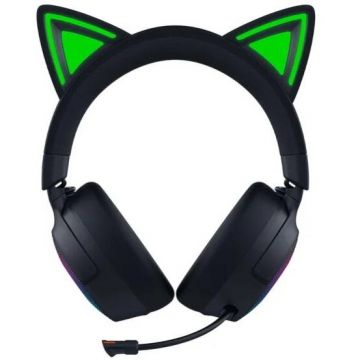 Razer Casti Gaming Wireless Razer Kraken Kitty V3 Pro, 2.4G/Bluetooth/USB, Over-Ear, Chroma RGB, Microfon HyperClear Super Wideband, Negru