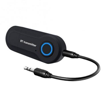 Resigilat Adaptor Audio Bluetooth Techstar® T12, Bluetooth 5.0, Microfon Incorporat, AUX 3.5 mm, Hands Free, pentru PC/TV/Auto, Negru