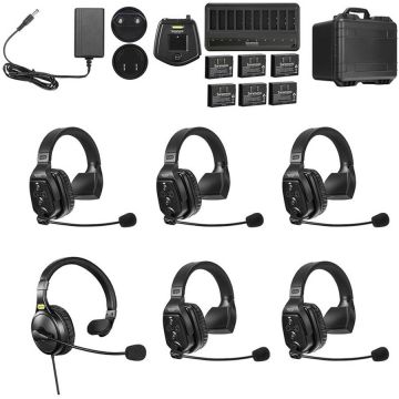 Sistem Intercom Wireless pentru 6 Persoane WiTalk WT6S Full-Duplex 1.9GHz Casti Single-ear Negru Sistem Intercom Wireless pentru 6 Persoane WiTalk WT6S Full-Duplex 1.9GHz Casti Single-ear Negru