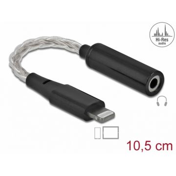 Adaptor audio 8 pini Lightning la jack stereo 3.5 mm 4 pini T-M 10.5cm, Delock 66317