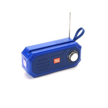 Boxa Portabila Bluetooth/ TF Card/ Radio FM/ USB/ AUX, Lanterna LED, Incarcare Solara, Antena, TG612, Albastru