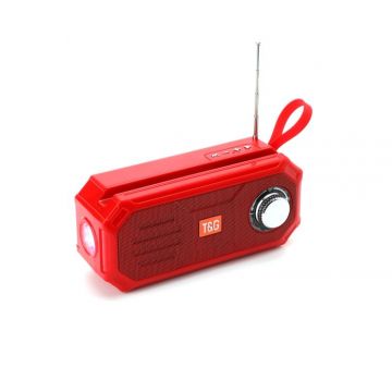 Boxa Portabila Bluetooth/ TF Card/ Radio FM/ USB/ AUX, Lanterna LED, Incarcare Solara, Antena, TG612, Rosu