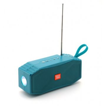 Boxa Portabila Bluetooth/ TF Card/ Radio FM/ USB/ AUX, Lanterna LED, Incarcare Solara, Antena, TG614, Turcoaz