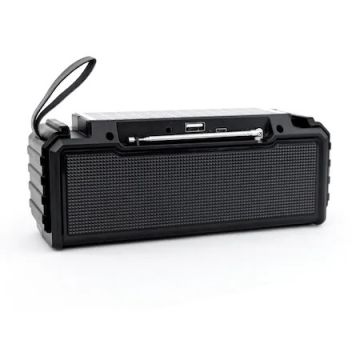 Boxa Portabila FOXMAG24, Panou Solar Incorporat, Handsfree, Radio, Stick, USB, Jack, Lanterna, Ergonomica, Bluetooth 5.0, Negru