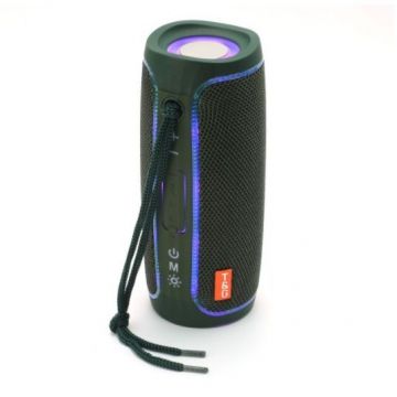 Boxa Portabila Wireless Bluetooth/CardTF/USB/AUX/Radio FM, Lumini LED, T&G 288, Verde Kaki