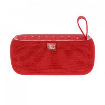 Boxa Portabila Wireless Cu Afisaj Digital, Ceas, MP3, TF/USB, Bluetooth, Radio FM, T&G TG-177, Rosu