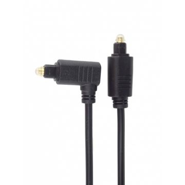 Cablu audio optic Toslink drept/unghi 90 grade T-T 1m Negru, KJTOS3-1