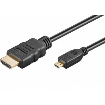 Cablu micro HDMI-D la HDMI Full HD T-T 2m Negru, KPHDMAD2