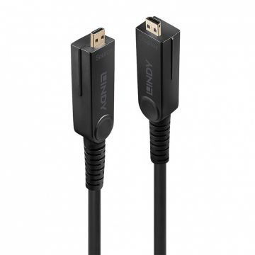 Cablu micro HDMI v2.0 4K60Hz Fibra optica Hybrid HDR - conectori HDMI, DVI detasabili T-T 20m, Lindy L38321