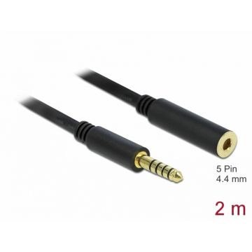 Cablu prelungitor jack stereo 4.4 mm 5 pini T-M 2m Negru, Delock 85797