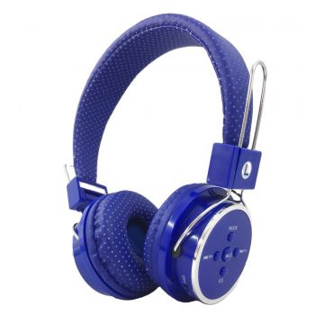 Casti Audio Stereo Wireless, OnEar, Microfon Incorporat, Bluetooth, MP3, FM, Slot Card, Pliabile, Albastru
