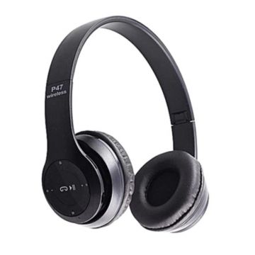 Casti Audio Wireless Bluetooth P47, Radio FM, Card SD, Microfon Incorporat, 10m, Pliabile, Negru