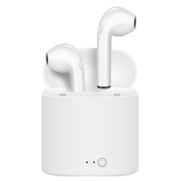 Casti Audio Wireless cu Bluetooth Techstar® TWS i7S Albe Tip in-Ear pentru IOS si Android Dual Audio