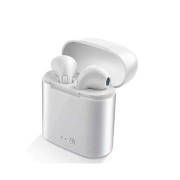 Casti Audio Wireless Stereo, Binaurale, Bluetooth, TWS, Stand Incarcare, i7 Mini, Alb