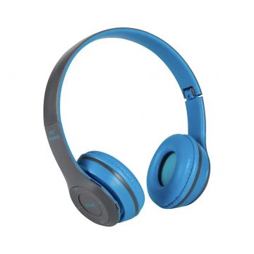 Casti bluetooth FOXMAG24® ,Wireless, cu microfon , card de memorie, Albastru/negru
