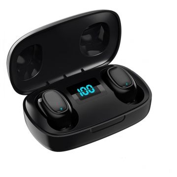 Casti bluetooth MRG L-TWS-T10S, cu Display, In-ear, Negru C371