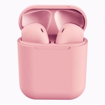 Casti Wireless Bluetooth 5.0 InPods 12 Touch Control, Carcasa Protectie si Incarcare, Roz Deschis