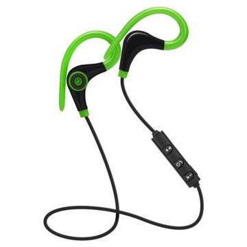Casti Wireless Techstar® BT200, Bluetooth 4.1 ,HD Audio, Rezistente la Transpiratie, Comenzi pe Fir, Verde