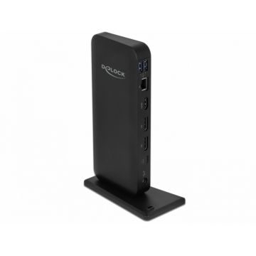 Docking Station USB-C la HDMI / Displayport v1.4 / USB 3.2 / Gigabit LAN / PD 3.0, Delock 87746