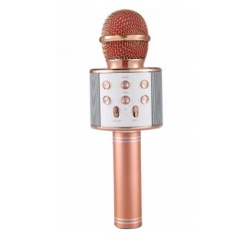 Microfon Karaoke Bluetooth, Wireless, Roz Auriu