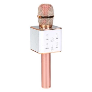 Microfon Karaoke Wireless FOXMAG24, cu Bluetooth si boxa inclusa, autonomie 3-5h, Rose Gold