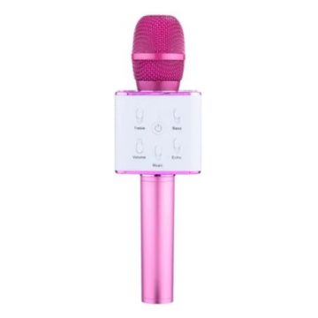 Microfon patrat FOXMAG24 cu boxa incorporata, 3W, iOS, Android, culoarea roz