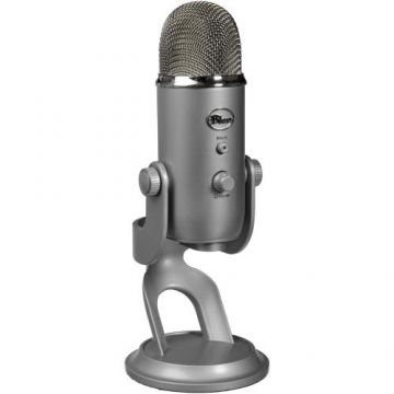 Microfon Profesional Blue Yeti, USB, Gaming, Podcast, Streaming, Recording, Multi-Pattern, Gri
