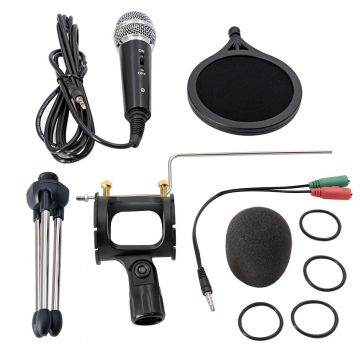 Microfon Profesional BM400 Techstar®, Inregistrare Vocala Si Karaoke, Negru Microfon Profesional BM400 Techstar®, Inregistrare Vocala Si Karaoke, Negru
