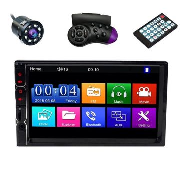 MP5 Player Techstar® 7031, 2DIN, Camera Marsarier, Ecran HD Touch 7 inch, Comenzi Volan, Telecomanda, MirrorLink, Bluetooth 4.2