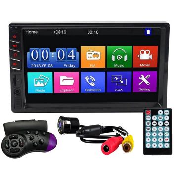 MP5 Player Techstar® 7035, 2DIN, Camera Marsarier, Ecran HD Touch 7 inch, Comenzi Volan, Telecomanda, MirrorLink, Bluetooth 4.2