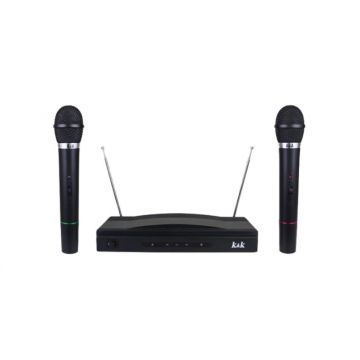 Set 2 Microfoane Wireless cu Receiver, Cablu Jack 6.3mm, Distanta operare 10m, Negru