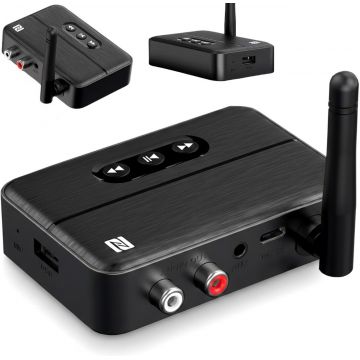 Adaptor Receptor Audio Bluetooth 5.4 Techstar® M60, Imperechere NFC, AUX + RCA, Redare USB, Type-C, Flash Drive, Microfon Integrat, HiFi, 10m