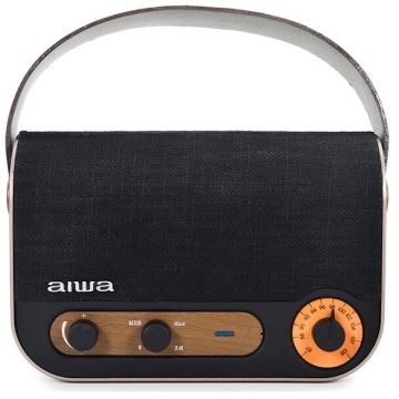 AIWA Radio Portabil AM/FM, Aiwa RBTU-600, Design Retro, USB, Bluetooth, Negru/Auriu