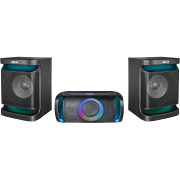 Akai Boxa Dual Speaker System MX5, sistem audio cu subwoofer portabil 200W RMS, Radio FM, Black