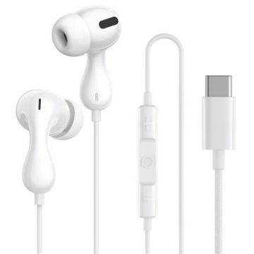 BASEUS Casti cu fir BASEUS Encok CZ20, lungime cablu 1.1 m, USB-C, alb