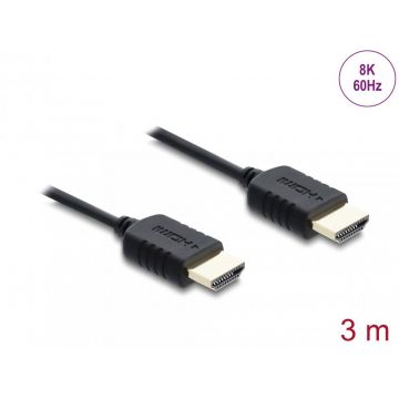 Cablu Coaxial High Speed HDMI 8K60Hz/4K240Hz 48Gbps 3m Negru, Delock 81683